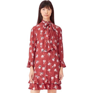 Rebecca Taylor Paintbrush Floral Silk Blend Lined Dress, Size 0